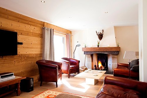 Comfortable seating and open wood fire