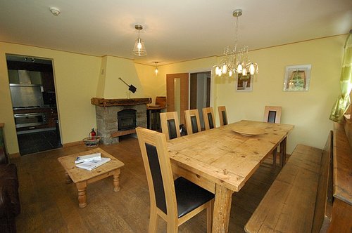 Large dining area with fireplace