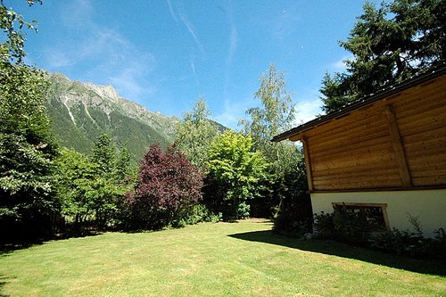 View towards the Brevent, from rear garden area, with independent apartment to the right