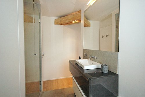 Timber beams throughout the apartment