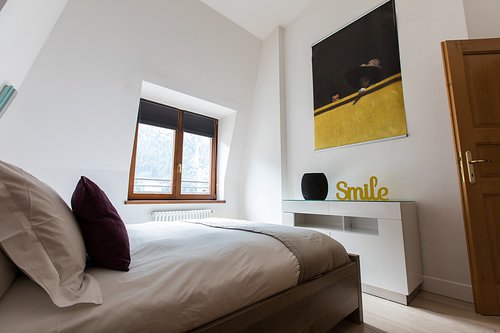 The double bed in the apartment