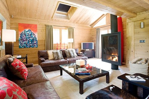 Living area with log burner