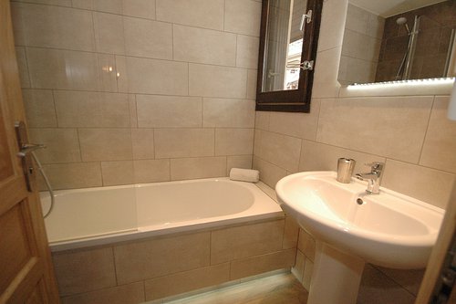 Shower in bathroom. Separate toilet