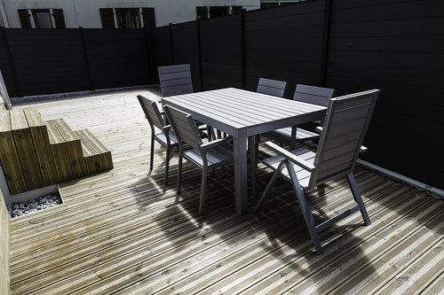 The patio at the apartment