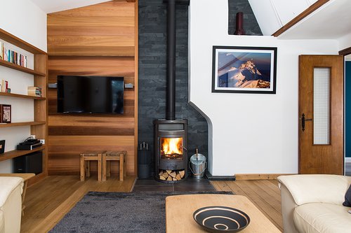 Wood burning stove in lounge