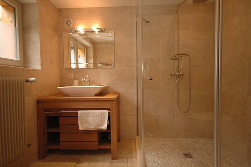 A shower room in the chalet