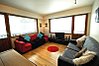 Living area with doors onto balconies