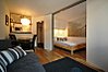 Open plan living area and bedroom
